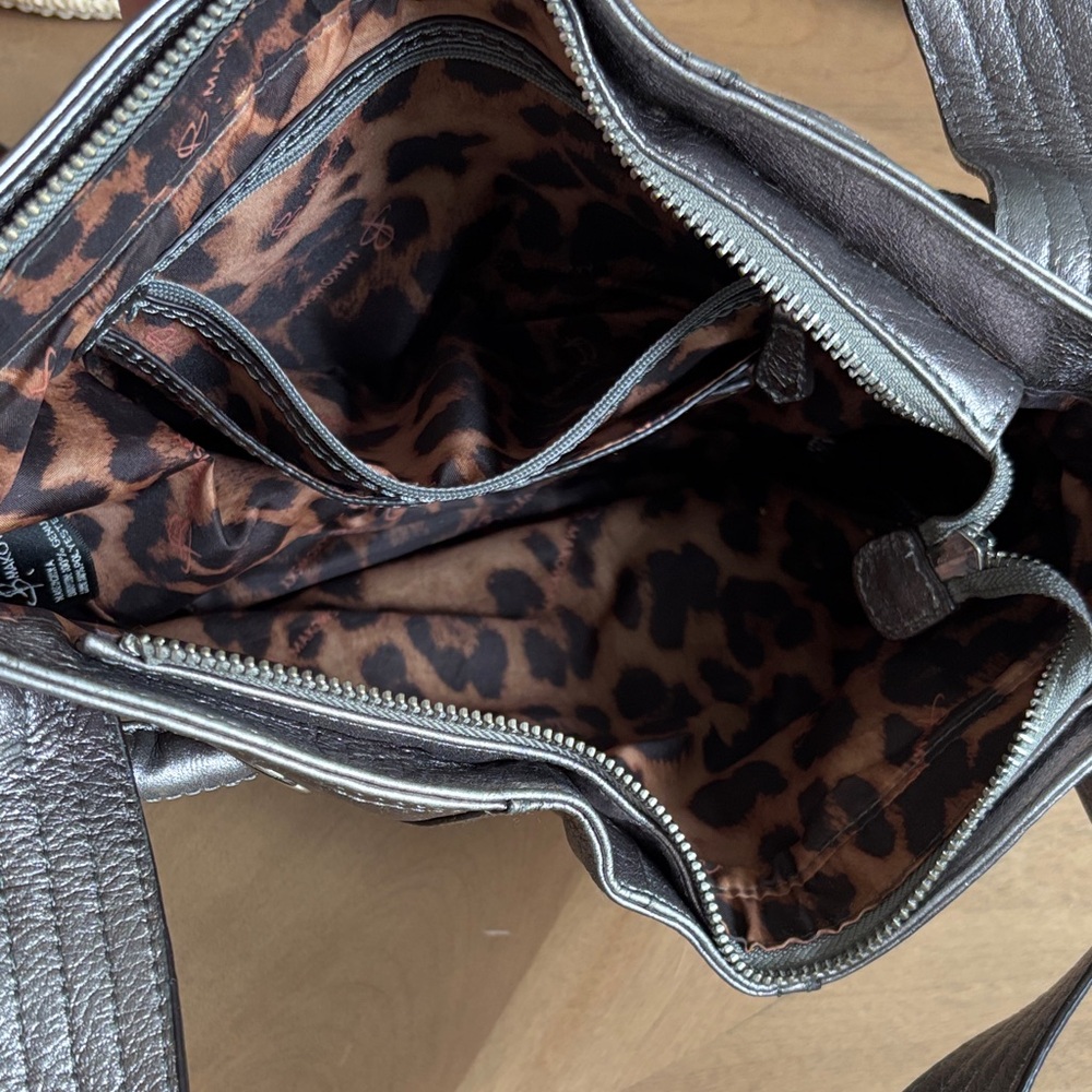 B. Makowsky Metallic Silver Shoulder Bag - Picture 3 of 4